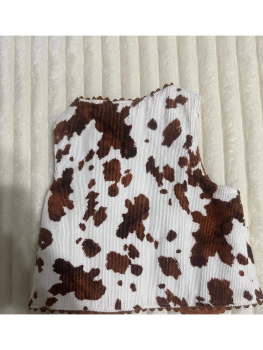 Old Navy Brown and White Cow Print Baby Vest - Picture 5 of 5